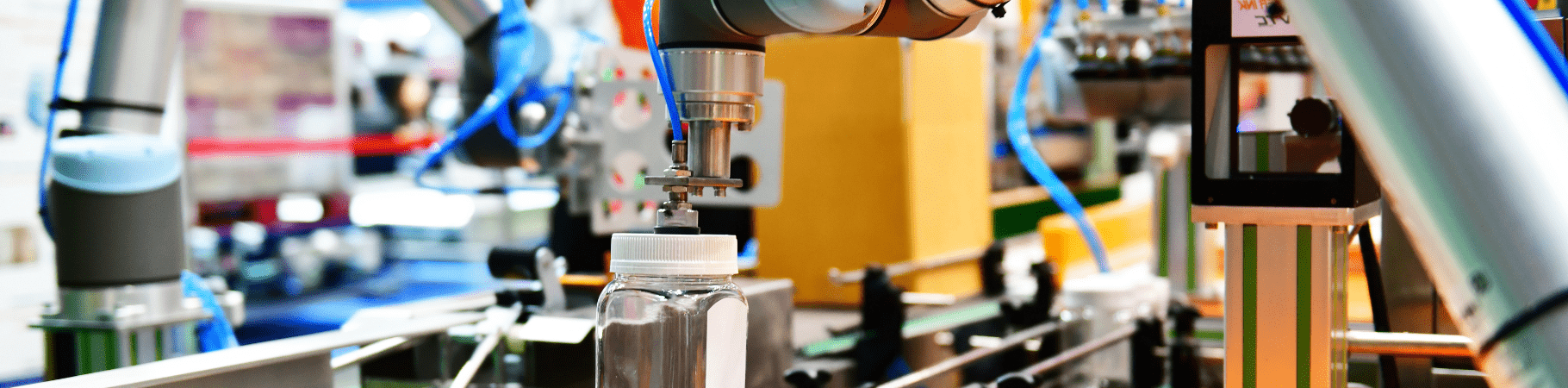Industrial robots performing various measurements on a factory line